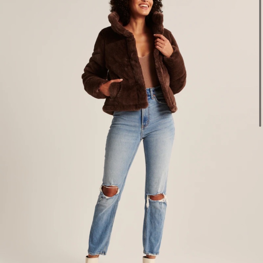 Faux fur mini puffer jacket